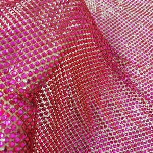 Ventes Flash : Tissu en résille Haute Couture avec grandes pierres carrées et strass <span class=keywords><strong>rose</strong></span> vif - Product Image 6