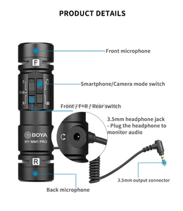 Micrófono de vídeo de escopeta para cámara, micrófono de grabación de Facebook, YouTube, Vloging, para teléfono inteligente, <span class=keywords><strong>Canon</strong></span>, Nikon, Sony, DSLR - Product Image 4