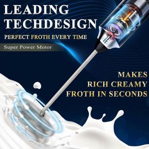 Rechargeable <b>Milk</b> Frother Handheld for Coffee,3 Speeds Frother Wand,Coffee Frother With 2 Heads - Product Image 5