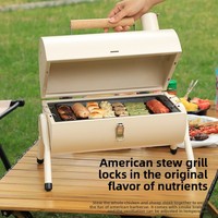 Barbecue à gaz en acier pour intérieur/extérieur avec friteuse intégrée, sécurité flamme, chauffage sans fumée - Usage domestique