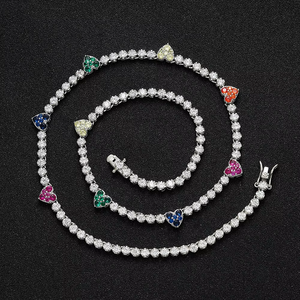 Color Small Love Tennis Chain Couple <b>Stacked</b> Copper Inlaid Zircon Heart Tennis <b>Bracelet</b> Tanjing Fashion Lijing Necklace - Product Image 2