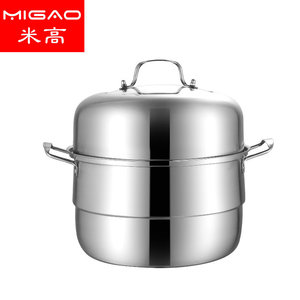 Stainless Steel Double Layer <b>Steamer</b> 3 Tier With Lid For Cooking Vegetables And Meat - Product Image 3