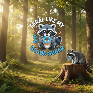 Camiseta Feral Like My Blood Sugar Raccoon Donuts para concienciación sobre la diabetes - Product Image 3