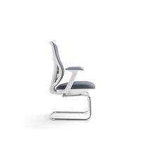 Chaise de bureau ergonomique JOHOOFURNITURE avec base cantilever, cadre blanc, vente en gros pour bureau à domicile, coussin épais confortable