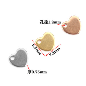 Pendentif en forme de cœur en acier inoxydable pour la fabrication de colliers H1216, options de couleurs argent, or, or rose - Product Image 3