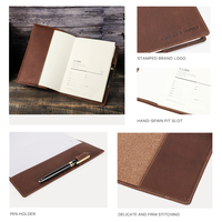Couverture de carnet en cuir véritable A5 personnalisée, style rétro, rechargeable, vente en gros, avec fente pour stylo, 120 feuilles
