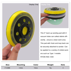 5 inç 122mm 8 delik cırt cırt plastik destek Pad zımpara diskleri zımpara öğütücü Pad için yedekleme plaka güç zımpara aracı - Product Image 4