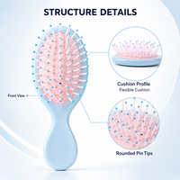 Sikat Rambut Mini Air Cushion Grosir, Sisir Pijat Anti Kusut Portabel untuk Perjalanan dengan Pin Bulat untuk Wanita, Anak Perempuan, Anak-Anak, Logo Custom