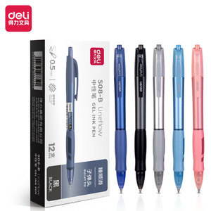 Bolígrafo de Gel Deli S08-B, Punta de Resorte de 0.5 mm, Color Negro, para Oficina y Escuela - Product Image 1