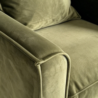 Fauteuil d'appoint moderne JIASHEN en velours vert olive, hauteur réglable, pieds en bois massif, fauteuil rembourré confortable, pour salon