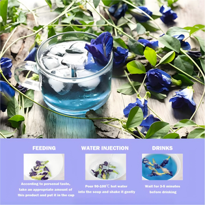 Té de Flores de Mariposa OEM 100% Natural Azul Rico en Antocianinas Sin Cafeína Cero Calorías Orgánico 120 Bolsas y Cajas - Product Image 3