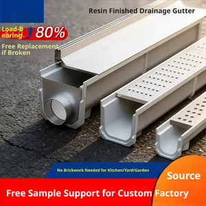 Caniveau carré en plastique gris avec grille ondulée revêtue pour système de drainage - Product Image 2
