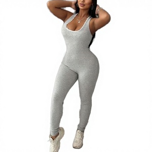 Mono de Verano para Mujer, Estilo Halter, Ajustado, Color Sólido, Sin Mangas, Ropa Urbana, Fitness, Transpirable, con Estampado Digital - Product Image 1