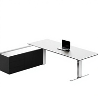 Bureau de direction réglable en hauteur avec armoire de rangement, bureau moderne pour manager, position assise-debout