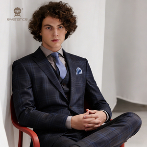 Traje de Hombre de Alta Gama, Tres Piezas, Corte Entallado, Estilo Casual de Negocios, Traje de Novio Juvenil, Diseño a Cuadros - Product Image 4