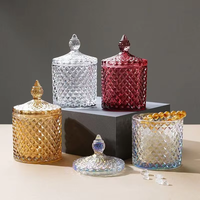 En stock, porte-bougie en verre de 300 ml, pot en verre de sodium et de calcium, couvercle en verre. Impression personnalisable. Marque OEM/ODM. Bonbons en verre pour la confection de confiseries