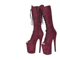 Chaussures d'hiver à lacets mi-mollet, talons aiguilles style défilé, sexy, pour performance en boîte de nuit et pole dance, plateforme imperméable et robuste