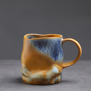 Tazza da tè in ceramica con forno creativo da 380ml ad alto valore di colore irregolare di forma irregolare ''tazza da acqua del vento silenziosa'' transfrontaliera - Product Image 6