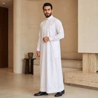 Qamis saoudien classique pour homme, style court, col montant, manches courtes, robe arabe pour usage quotidien