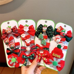 Pinza de pelo con lazo de Navidad, bonita campana de tela, alce, copo de nieve, pato, niñas, 5 unids/set, horquilla, Lolita, accesorios para el cabello de dibujos animados bonitos - Product Image 1