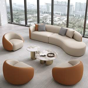 Conjunto de sofá curvo con mesa de centro para el área de recepción del salón VIP del vestíbulo del hotel - Product Image 2