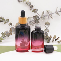 Botol tetes Serum kaca 30ml Oblate gradien merah hitam ml dengan kerah bambu