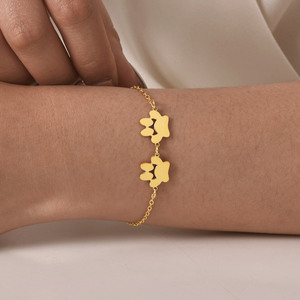 Pulsera de Acero Inoxidable Chapada en Oro de 18K con Dije de Pata en Blanco, Diseño Personalizado, Grabable, Pata de Gato, Joyería de Moda Tendencia - Product Image 5