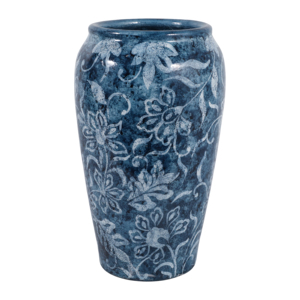 Vaso Alto in Terracotta con Design Floreale per Arredamento Soggiorno, Elemento Decorativo Moderno da Tavolo - Product Image 1