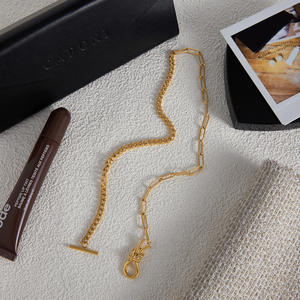 Collar de Mujer en Acero Inoxidable Chapado en Oro de 18K, Diseño Clásico de Nudo Hércules con Circonitas, Cadena de Eslabones con Engaste Pavé Asimétrico - Product Image 6