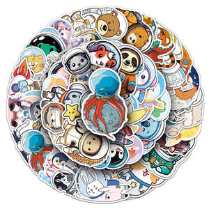 50 pièces dessin animé animaux astronaute Graffiti autocollants pour enfants créatif <span class=keywords><strong>chambre</strong></span> espace extérieur jouet autocollant mural - Product Image 2