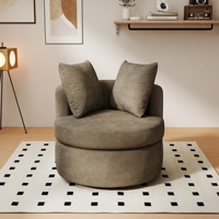 Fauteuil d'appoint rond pivotant à 360° VOXHOME pour salon, en lin, pour appartement ou chambre à coucher