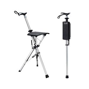 Hecho en Taiwán Ta-Da Silla de Muleta de tres patas Taburete de asiento de caña Negro 88cm para montañismo - Product Image 1