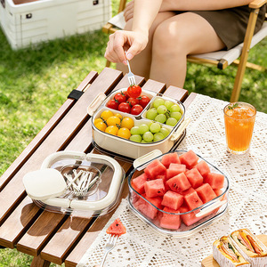 Multi Layer Bento Box With Divided Compartments For Camping Freshness Preservation Fridge Storage Rectangle Shape Clip On Lid - Product Image 3