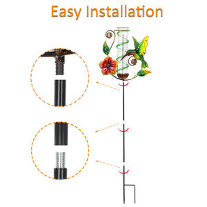 Pluviomètre décoratif Colibri de jardin Piquet en métal à énergie solaire Compteur de pluie extérieur - Product Image 3