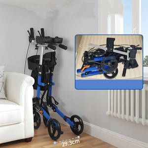 Déambulateurs pour adultes handicapés et personnes âgées, aides à la marche en aluminium à quatre pieds avec 2 <span class=keywords><strong>roues</strong></span>, pour l'entraînement des personnes handicapées - Product Image 4
