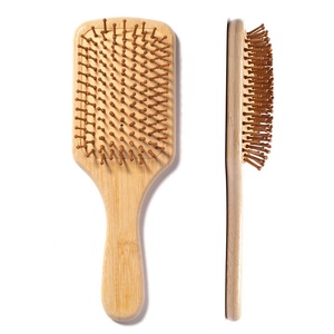 <span class=keywords><strong>Cepillo</strong></span> de pelo de <span class=keywords><strong>madera</strong></span> de bambú Natural biodegradable, peine de paleta de cojín de aire para masaje del cuero cabelludo para uso doméstico, desenredar - Product Image 1
