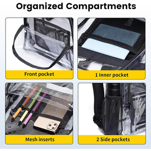 Custom <strong>Clear</strong> <strong>Backpack</strong> Heavy Duty PVC Transparent <strong>Backpack</strong> with Reinforced Strap for College - Product Image 3