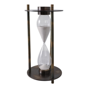 Clessidra moderna in metallo e vetro con base a bussola, timer a sabbia per decorazioni casa e ufficio - Product Image 3