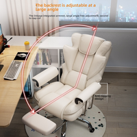 Fauteuil ergonomique à dossier haut en cuir PU avec repose-pieds rétractable et appui-tête rembourré, design moderne pour la maison et les cadres