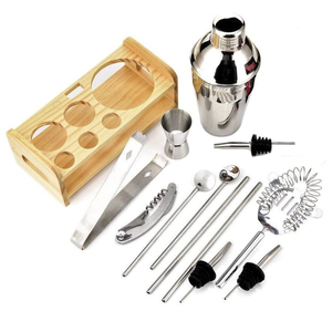 Ensemble de 13 outils de bar personnalisés, <span class=keywords><strong>shaker</strong></span> à martini de 550 ml, <span class=keywords><strong>shaker</strong></span> à cocktails en acier inoxydable, kit de <span class=keywords><strong>barman</strong></span> avec support en bambou - Product Image 2