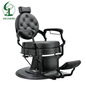 Jincheng Vente en gros Chaise de barbier professionnelle pour hommes entièrement noire Chaise de salon de <span class=keywords><strong>coiffure</strong></span> Belmont à cadre rétro - Product Image 5