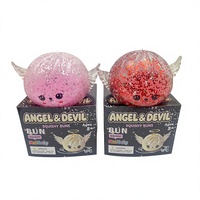 Jouet anti-stress en forme de boulette Angel Devil Squishy, rempli de perles à paillettes, à remontée lente, vente en gros