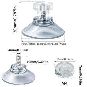 Ventouses Housefar HF-30MD avec vis, filetage métallique, crochet en PVC transparent, écrou en plastique, capuchon <span class=keywords><strong>de</strong></span> ventouse transparent - Product Image 1