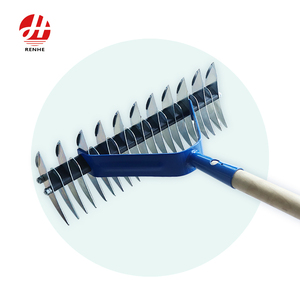Râteau de nivellement professionnel pour pelouse, outils agricoles, râteaux de nivellement en métal pour jardin, terrain de golf, avec manche en bois - Product Image 1