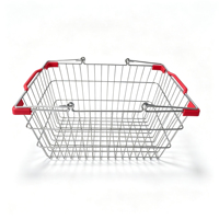 Panier de courses en métal galvanisé durable, marque MTK, écologique, facile à transporter, poignée rouge, plusieurs tailles, plusieurs poignées, pour supermarché