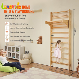 Rak Panjat Kayu untuk Dinding, Permainan Dalam Ruangan, Tangga Dinding, Bar Dinding untuk Olahraga di Rumah, Tangga Kayu Swedia, Gantungan Dinding Pilates - Product Image 5
