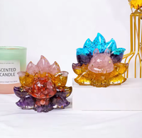 Statue de renard à neuf queues en cristal naturel et résine époxy, figurine de renard en améthyste et quartz rose pour la guérison, décoration Feng Shui et cadeau