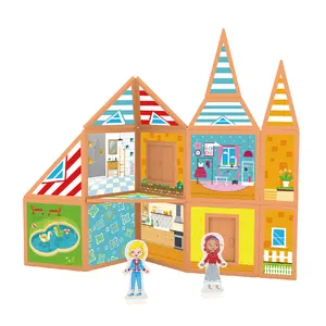 Construcción de una casa en 3D para niños, nuevo diseño, casa, imán, bloques, modelo, construcción, Juguetes