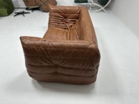 VOXHOME 2-Sitzer Lazy Sofa Vintage Braun Kunstleder Knochenloses Modulares Sofa Weich Gepolsterte Couch für Wohnzimmer Wohnmöbel