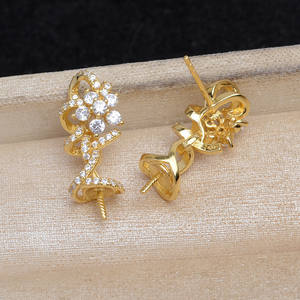 Accessoires DIY en argent 925 Wenchi, boucles d'oreilles semi-finies en perles et plumes, modèle 15627, composants de bijoux chinois - Product Image 3